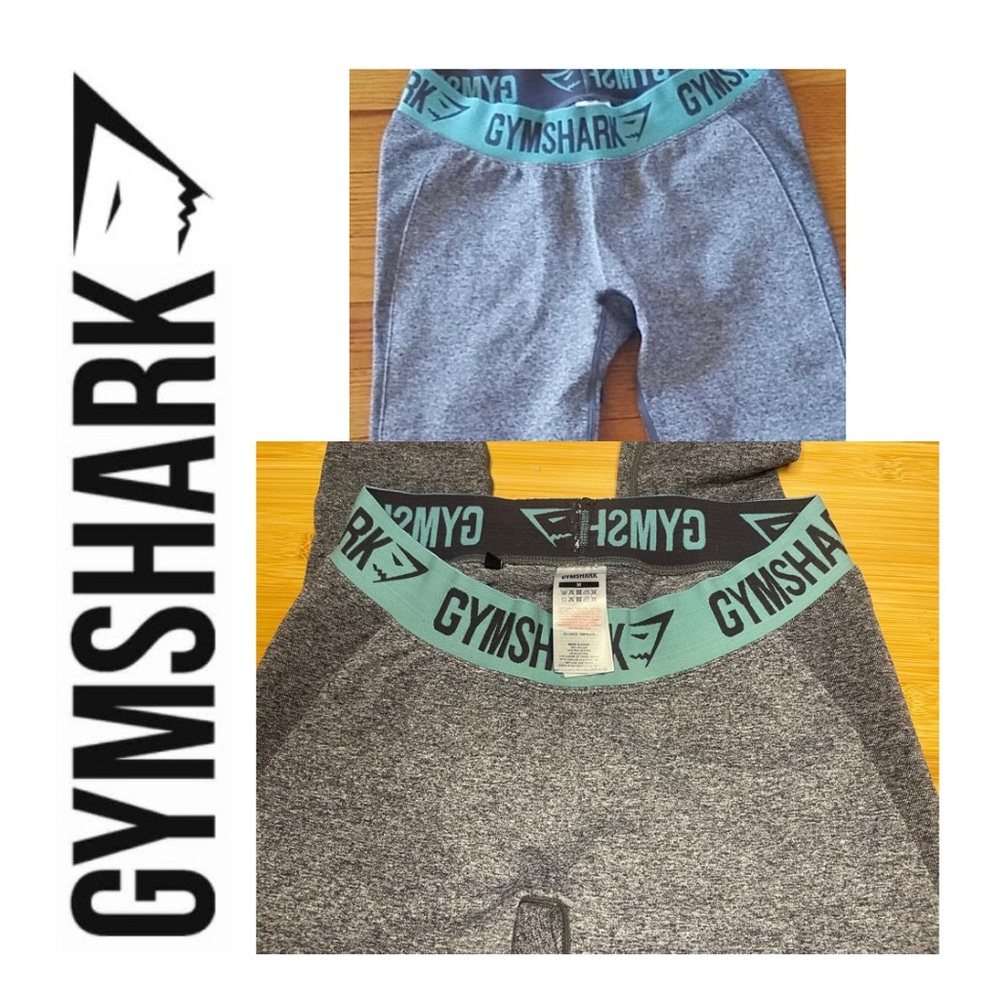 Gymshark Gray Leggings with Teal Waistband